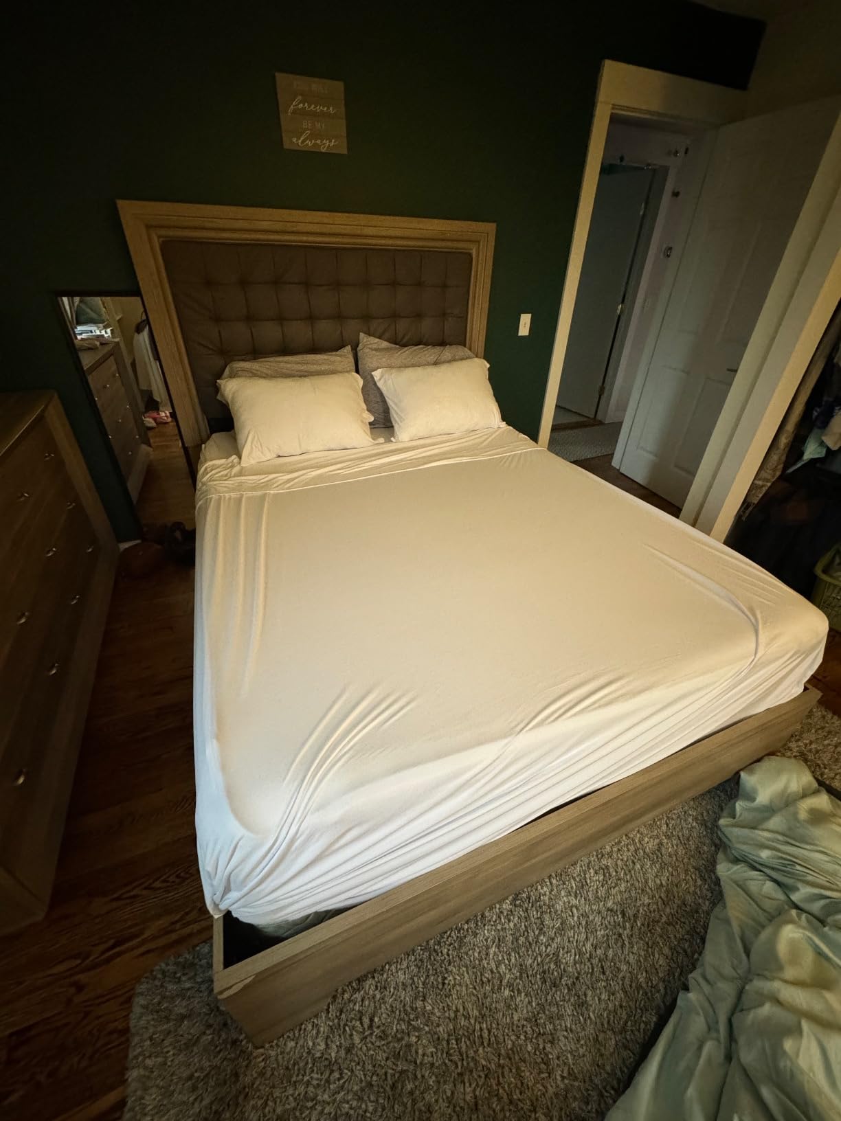 Bare Home Cooling Performance Jersey Knit Stretch Sheet Set (Queen, Grey) customer photo 2