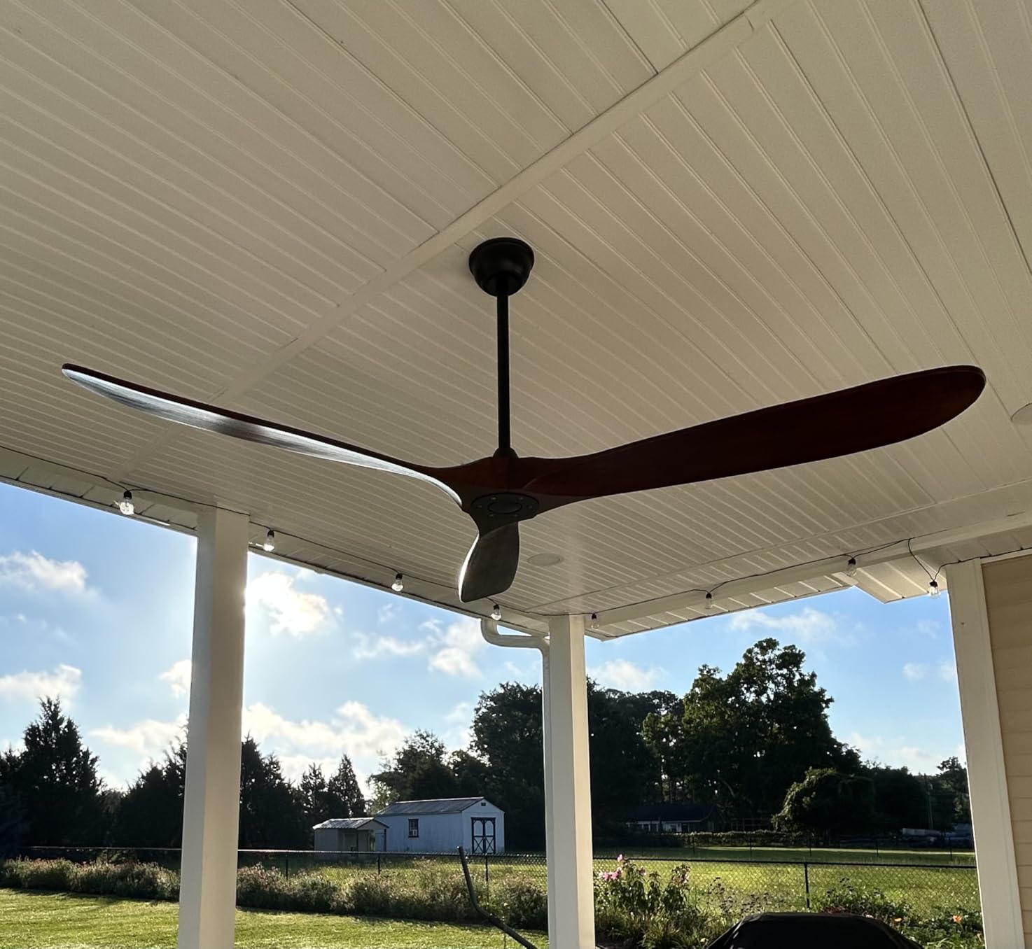 60 Inch Black Outdoor Ceiling Fan No Light, Wood Indoor Outdoor Ceiling Fans for Patios Gazebo Porch Living Room, Big Wet Rated High CFM Reversible Ceiling Fan for Sloped Angled Ceiling customer photo 1