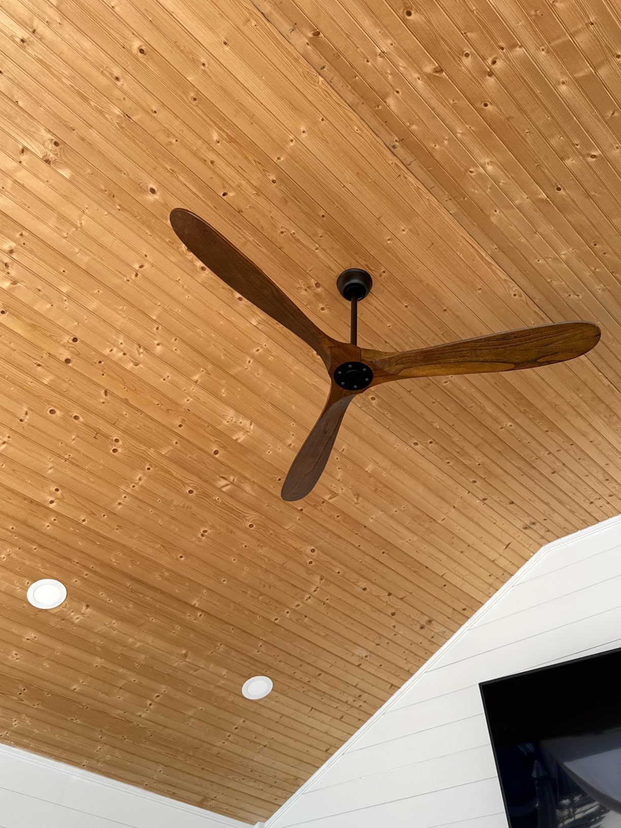 72 Inch Ceiling Fan No Light, Wood Outdoor Ceiling Fans for Patios Living Room Gazebo Porch, Indoor Modern Exterior Extra Large Ceiling Fan without Lights with Downrod(Walnut) customer photo 1