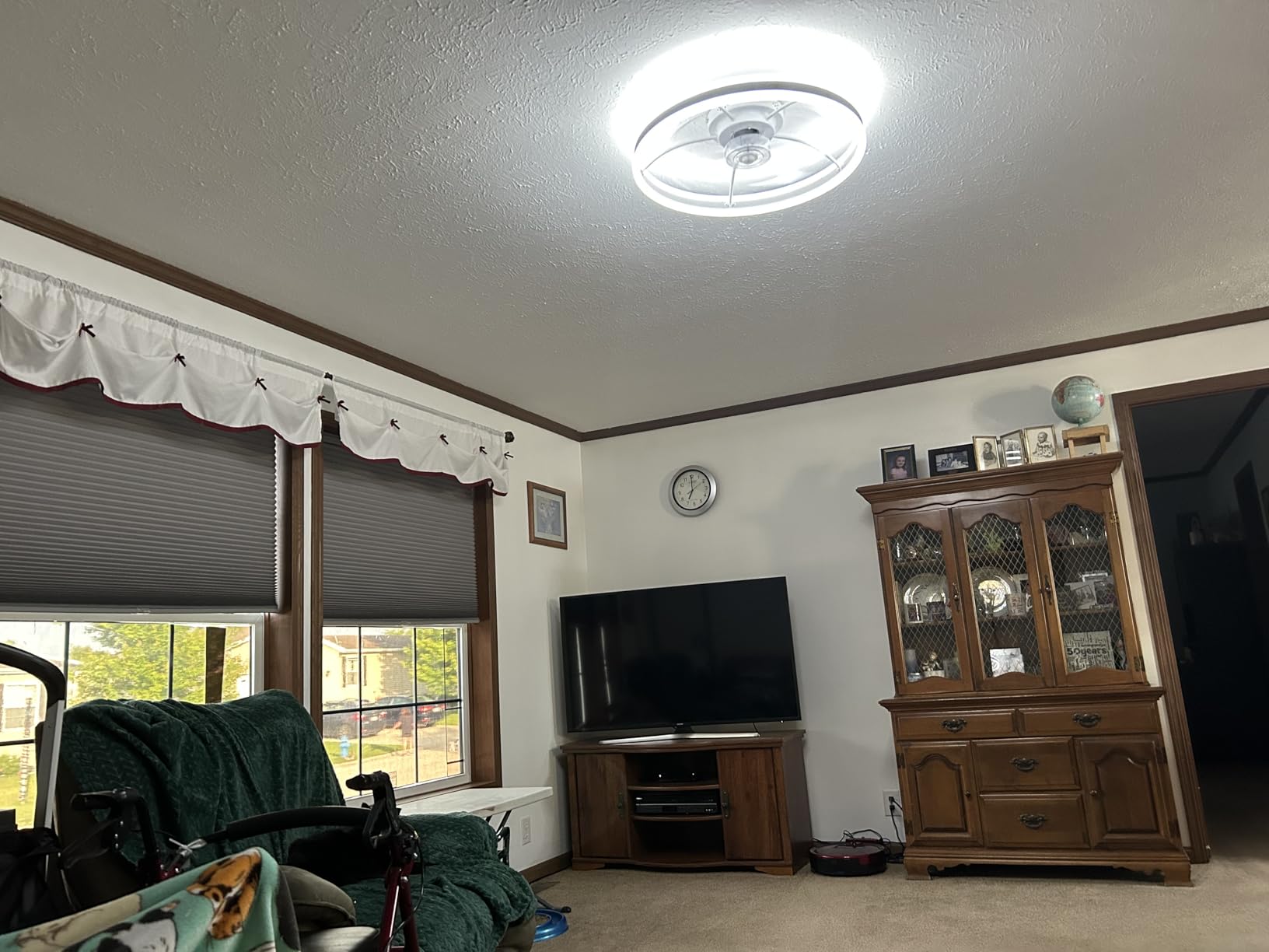 Fszdorj 20'' Low Profile Ceiling Fan with Light and Remote, Fandelier Black customer photo 1