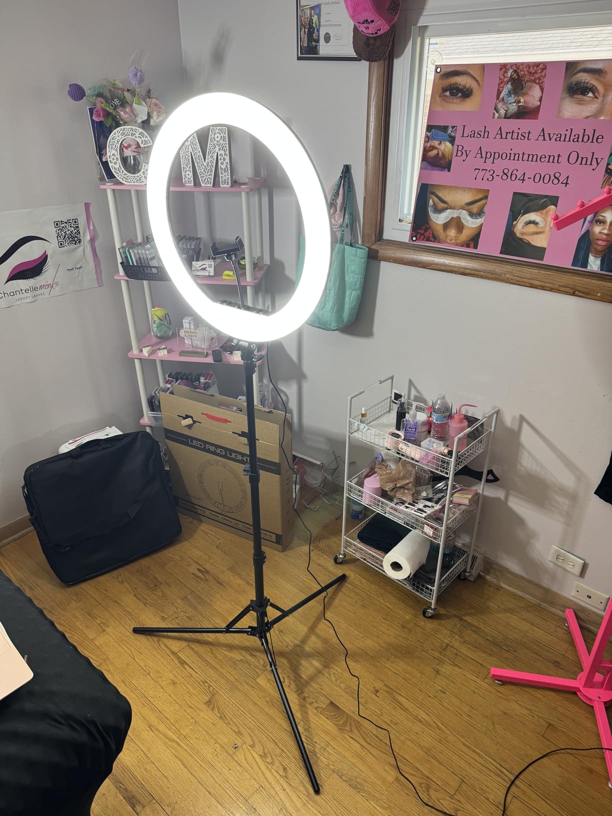 Hagibis 21 inch Ring Light with Stand Outer 55W 5600k Dimmable LED Light, Tripod Stand,and Phone Holder，Remote Controller,Carrying Bag ，CRI 97+ 2540lux, for Streaming Home Office Zoom Call Lighting customer photo 2