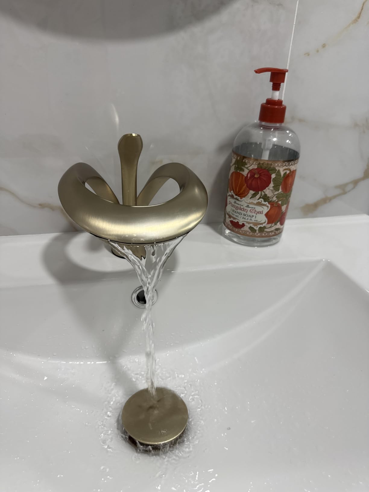 Elegant Bathroom Sink Faucet Single Hole,AUU Waterfall Brushed Nickel Vessel Sink Faucet Solid Brass,Single Handle Basin Tap with Pop Up Drian Supply Line (Brushed Nickel, Tall) customer photo 1
