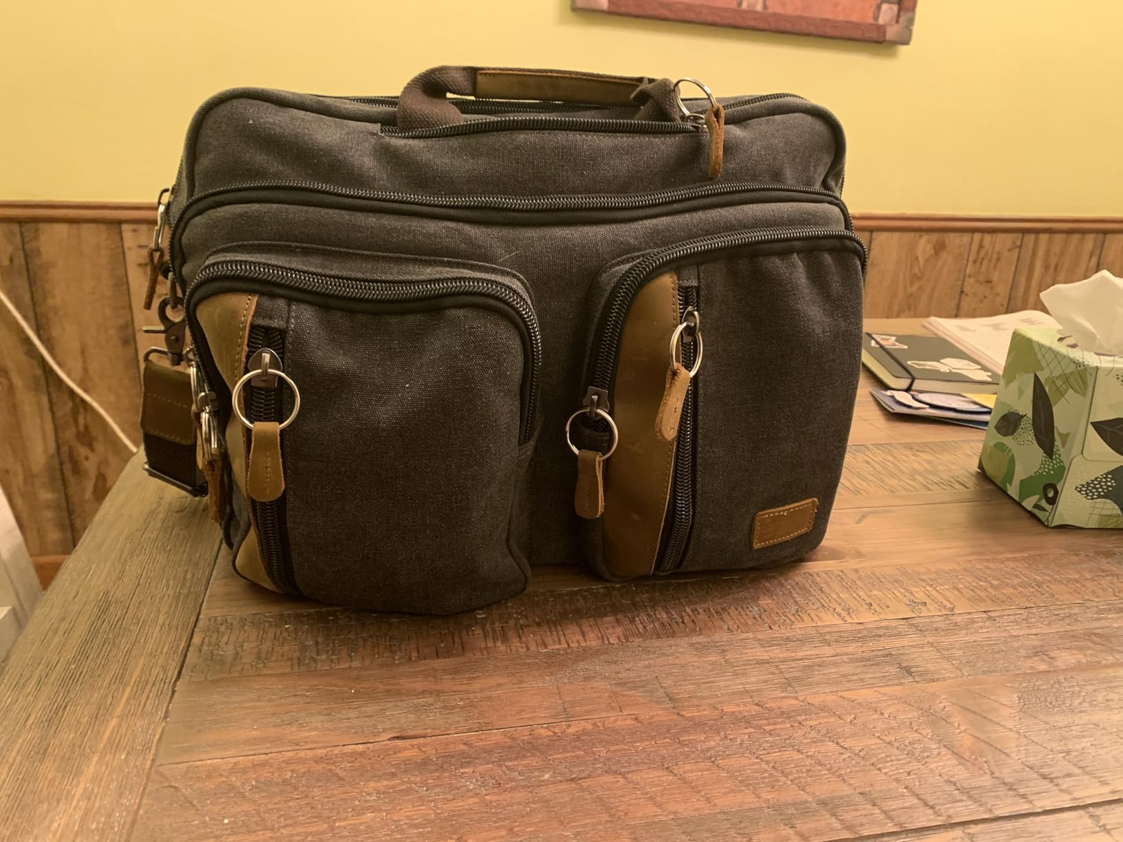 Faux Leather Messenger Bag for Men | 17-17.3 Inch Leather Mens Laptop Bag Leather Briefcasen Convertible Backpack 3 in 1 Computer Handbags Work Bag Shoulder Crossbody Bag Office | Vintage Brown customer photo 1