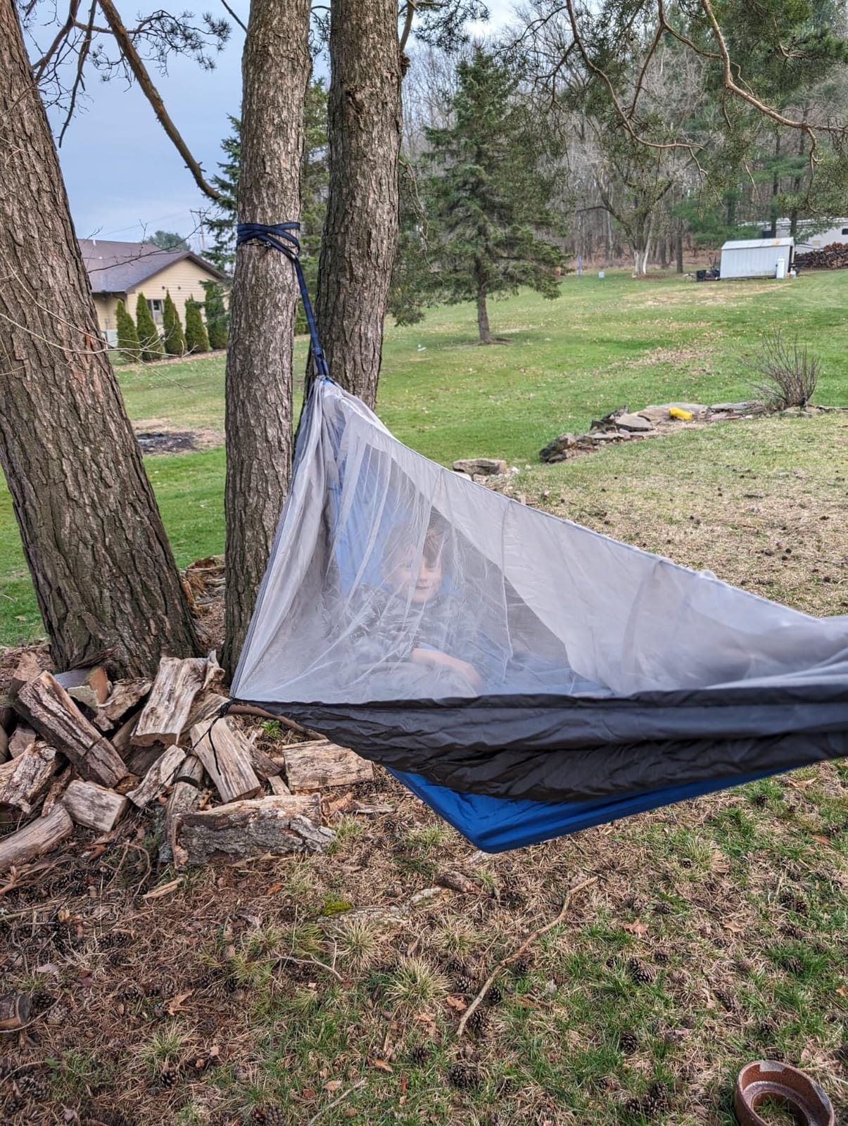 Camping Hammock, Portable Hammocks with Mosquito Net,Lightweight Nylon Parachute Hammock with 10ft Tree Straps,Camping Gear Must Haves for Travel Hiking Backpacking Beach Patio-Green&Khaki customer photo 1