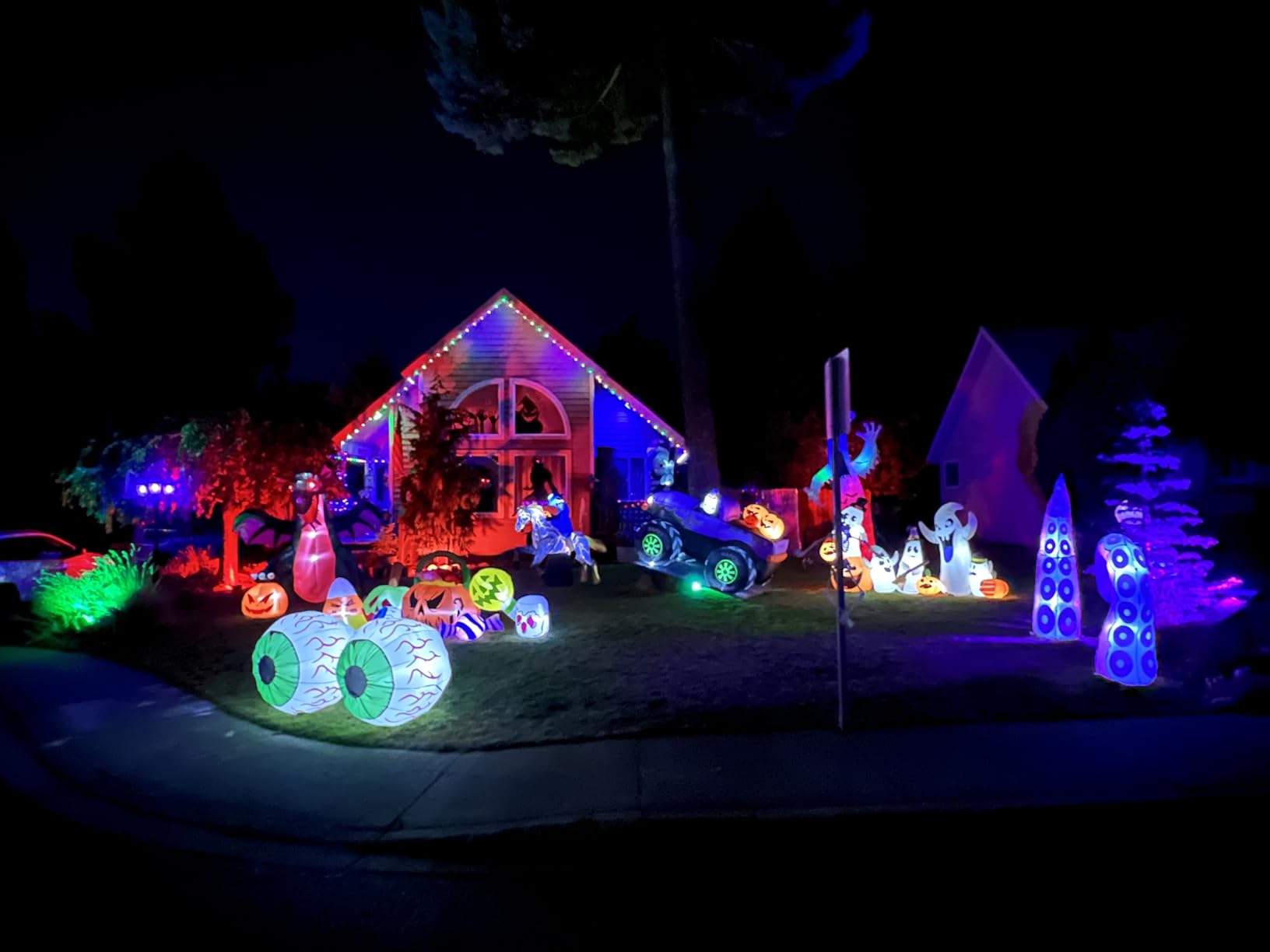 10 FT Halloween Inflatable Blow up Outdoor Decorations Pumpkin Ghost Combo, Halloween Decorations Outdoor Inflatable Bow Up Pumpkin Decoration Outdoor with LED Inflatable Halloween for Yard Garden customer photo 1