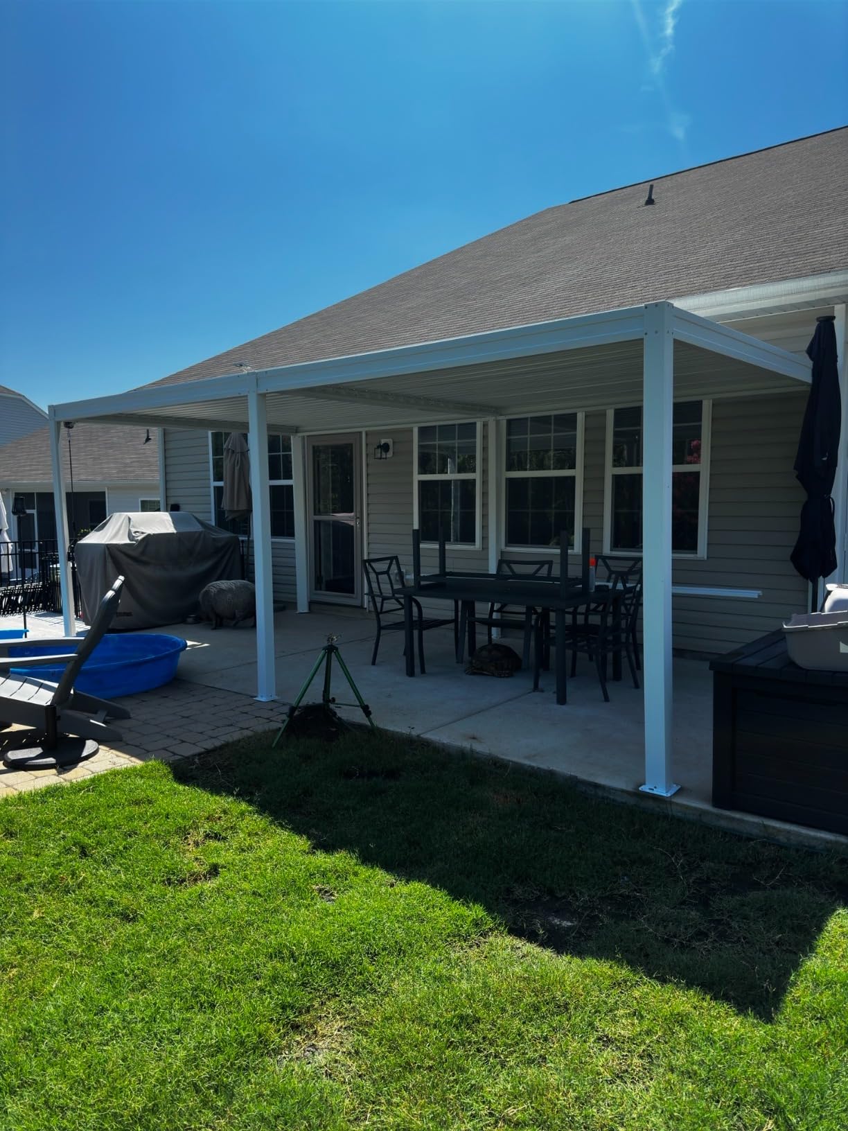 Domi Aluminum Louvered Pergola 10x10, Outdoor Metal Pergola, Grey customer photo 1