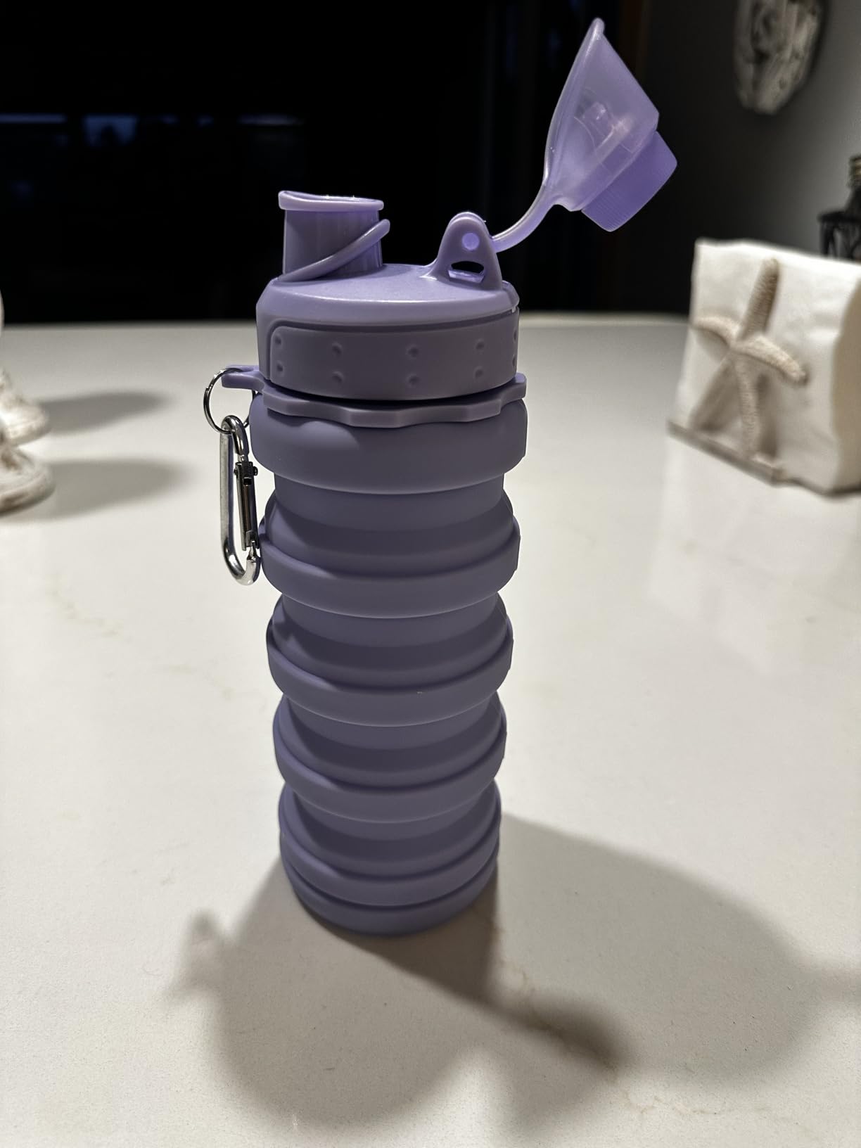 Collapsible Water Bottles Travel water bottle Sports Portable Sport Water Bottle Reusable Water Bottles comes with mountaineering Buckle 500ml silicone Water-proof camping water bottle customer photo 2