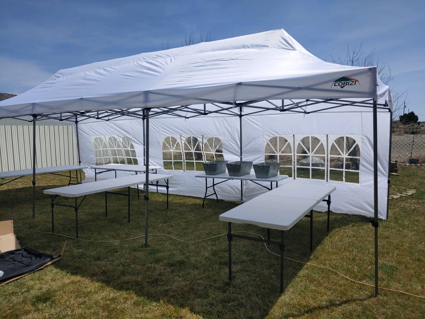 COBIZI 10x20 Heavy Duty Pop Up Canopy Tent with 6 Sidewalls, Gray customer photo 2