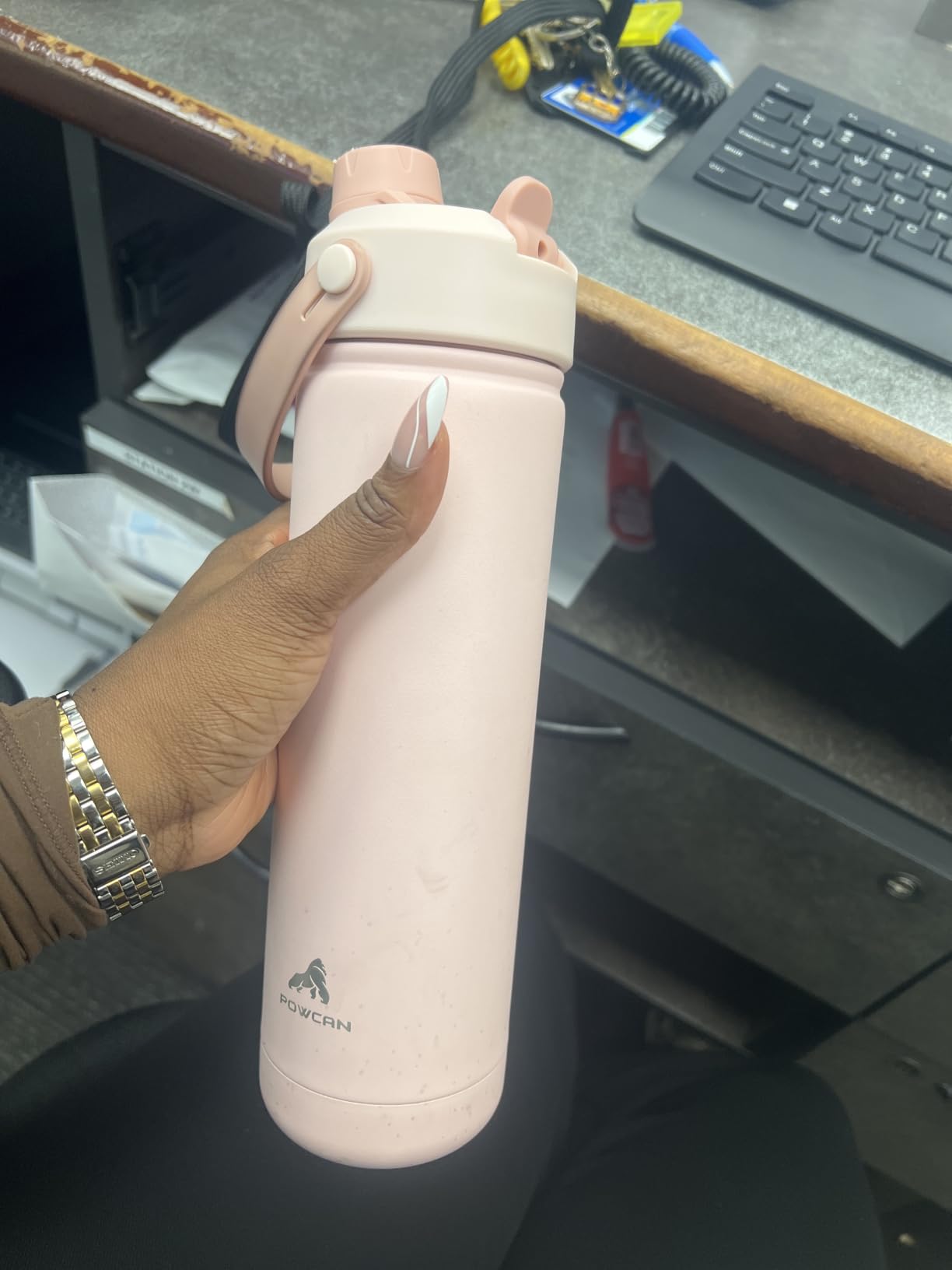 POWCAN 32 oz Insulated Water Bottle with 2-in-1 Straw and Spout Lid, Keep Cold 24H, Leak-Proof, BPA-Free, Double Wall Stainless Steel Water Bottle for Sports, Gym, Travel, and School (Sea Breeze) customer photo 2