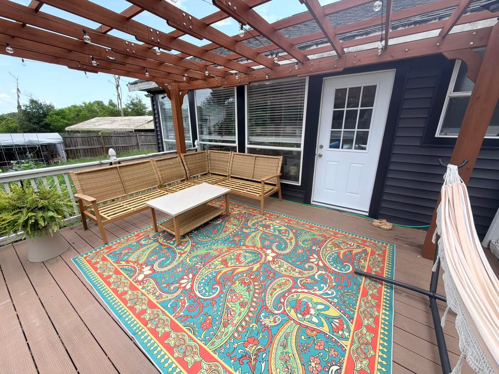 Yardenaler 12 x16 FT Wooden Pergola, Cedar Wood Gazebo with Flat Roof, Outdoor Garden Shelter with Stakes Included, Patio, Deck, Backyard, Lawn customer photo 2