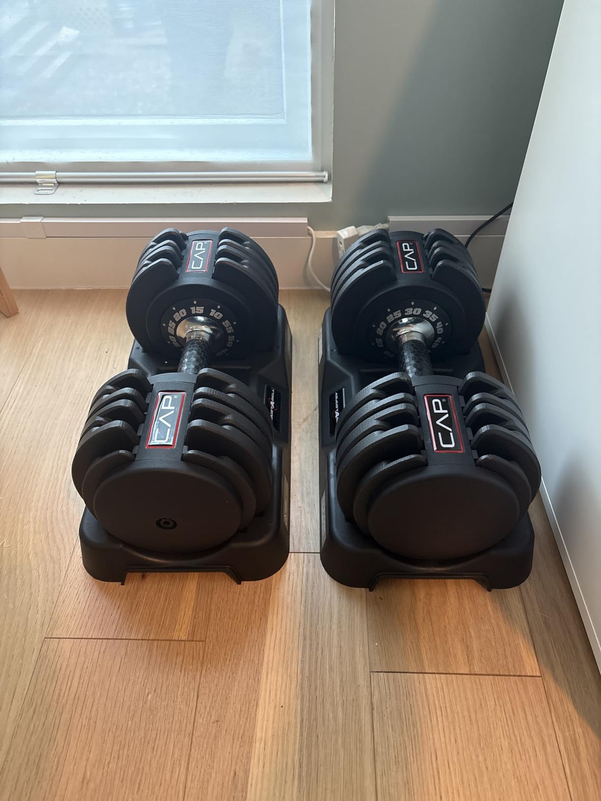 CAP ADJUSTABELL Adjustable Dumbbell Set, Premium Quick Select Adjustable Weights for Strength Training, Singles & Pairs, 12.5 LB, 25 LB & 55 LB, Round Dumbbells, Multiple Grip Handle Options customer photo 1