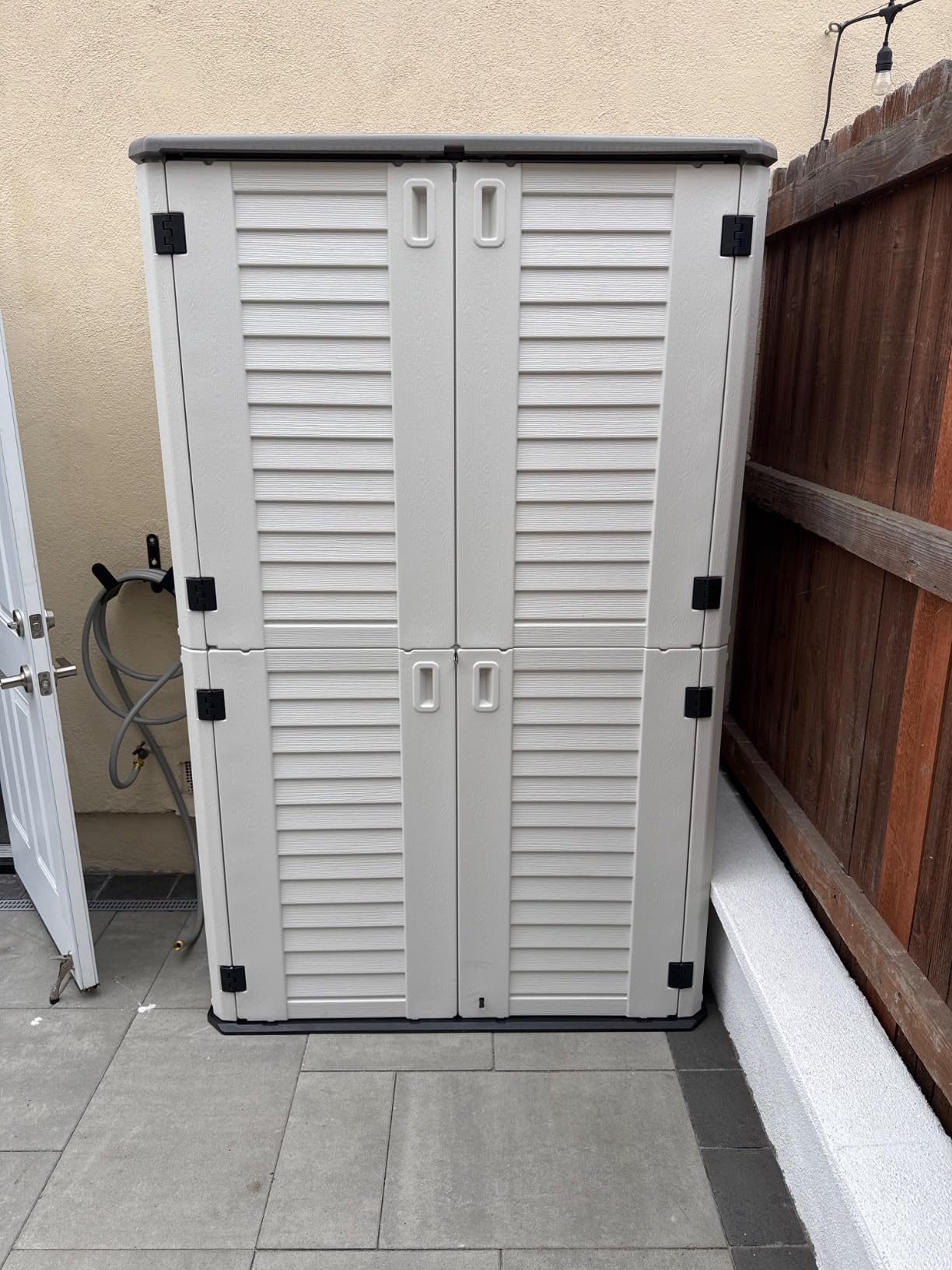 KINYING Outdoor Storage Cabinet Waterproof, 57 Cu.ft Resin Vertical Outdoor Storage Shed for Patio Furniture, Garden Tools, Pool Accessories, Mower Storage (Brown) customer photo 2