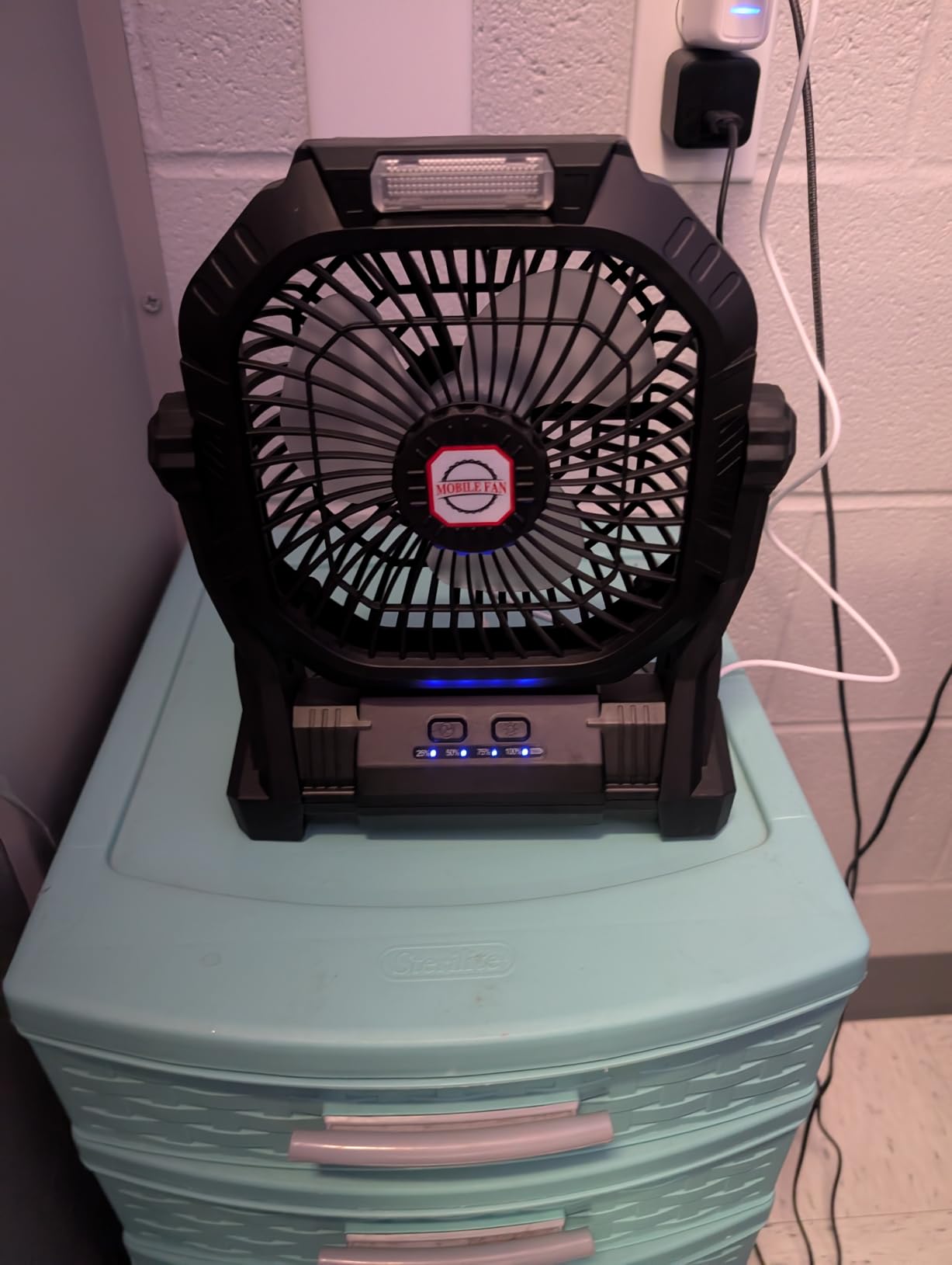 ROSHOPI Camping Fan Rechargeable, Battery Powered Portable Fan with LED Light & Hook, 4-Speed 270° Adjustable, Camping Essentials for Tent, Travel, Car, Outdoor, Indoor, BBQ, Fishing, Jobsite customer photo 2
