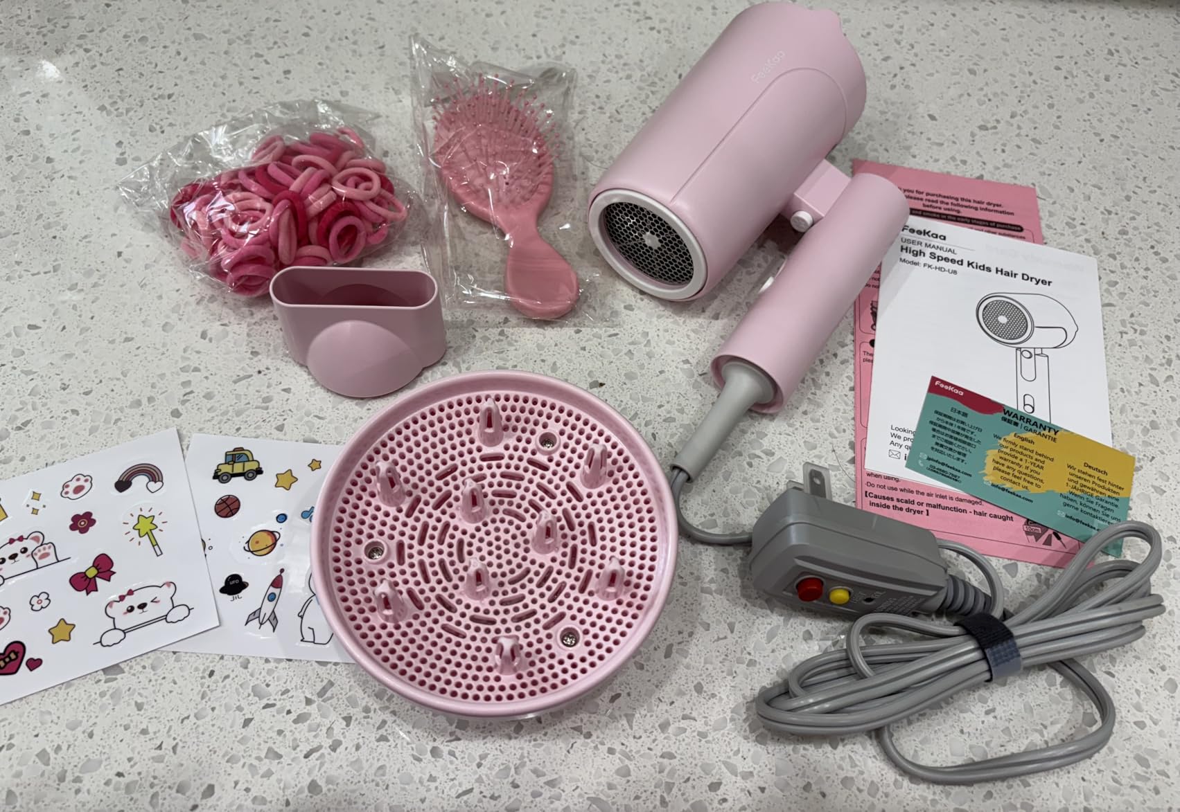 Feekaa Kids Hair Dryer for Girls, Kids Blow Dryer Hairdryer Blowdryer, Pink customer photo 1