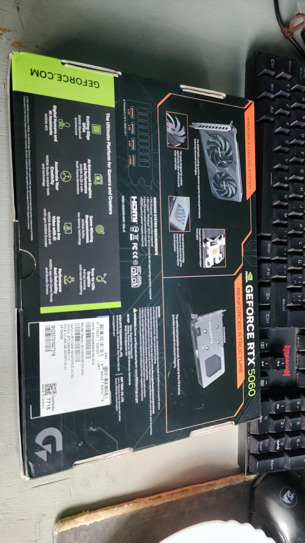 GIGABYTE GeForce RTX 5060 WINDFORCE OC 8G Graphics Card, Cooling System, 8GB 128-bit GDDR7, PCIe 5.0, Manufactured by NVIDIA, DisplayPort & HDMI - Video Output Interface, GV-N5060WF2OC-8GD Video Card customer photo 2