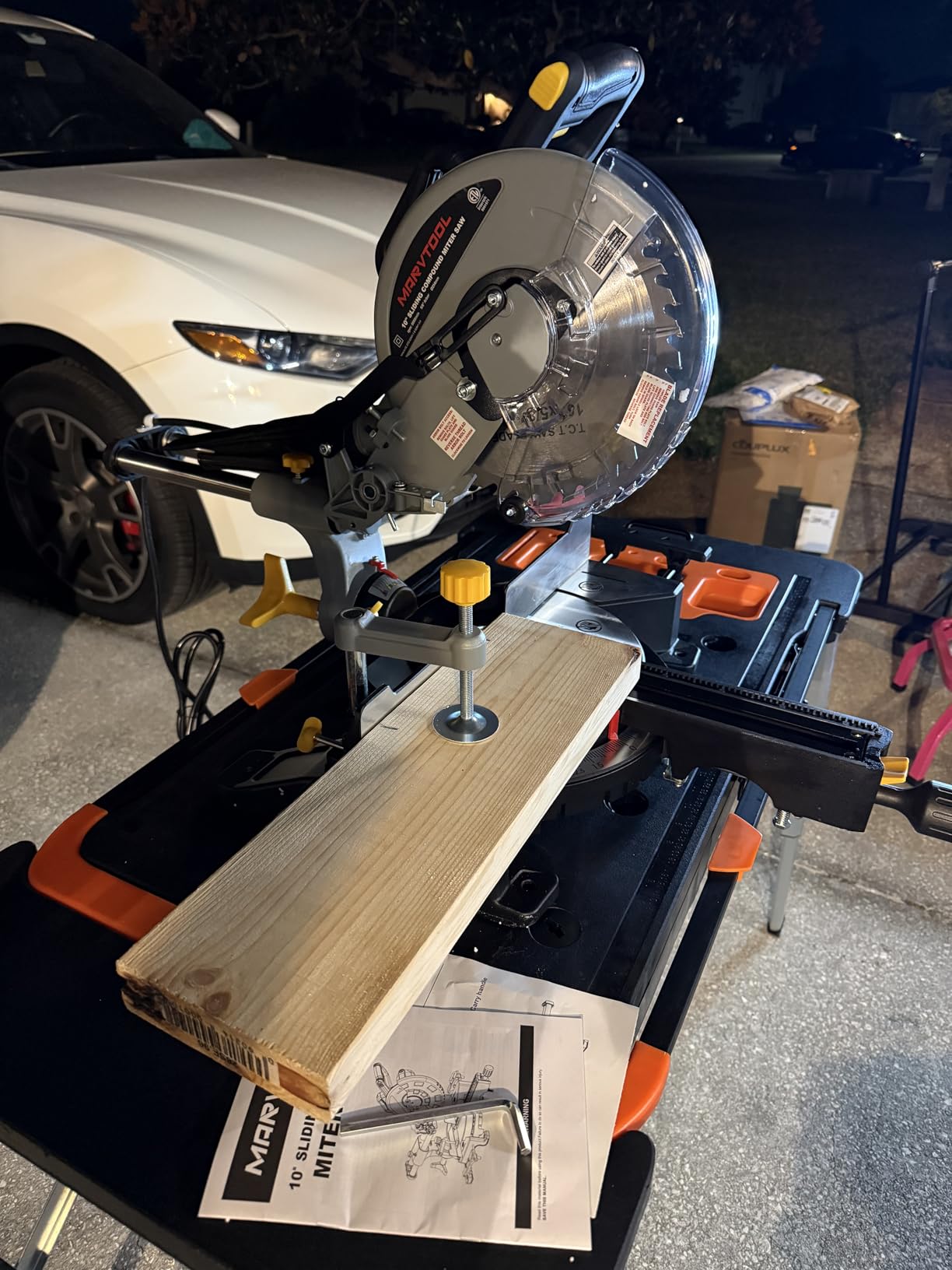 10-inch Sliding Compound Miter Saw, 5000RPM, 15 Amp, Single Bevel 0-45° with Extension Table, 36T Blade, Power Saw for Metal, Plastic, Wood, Laminates customer photo 1