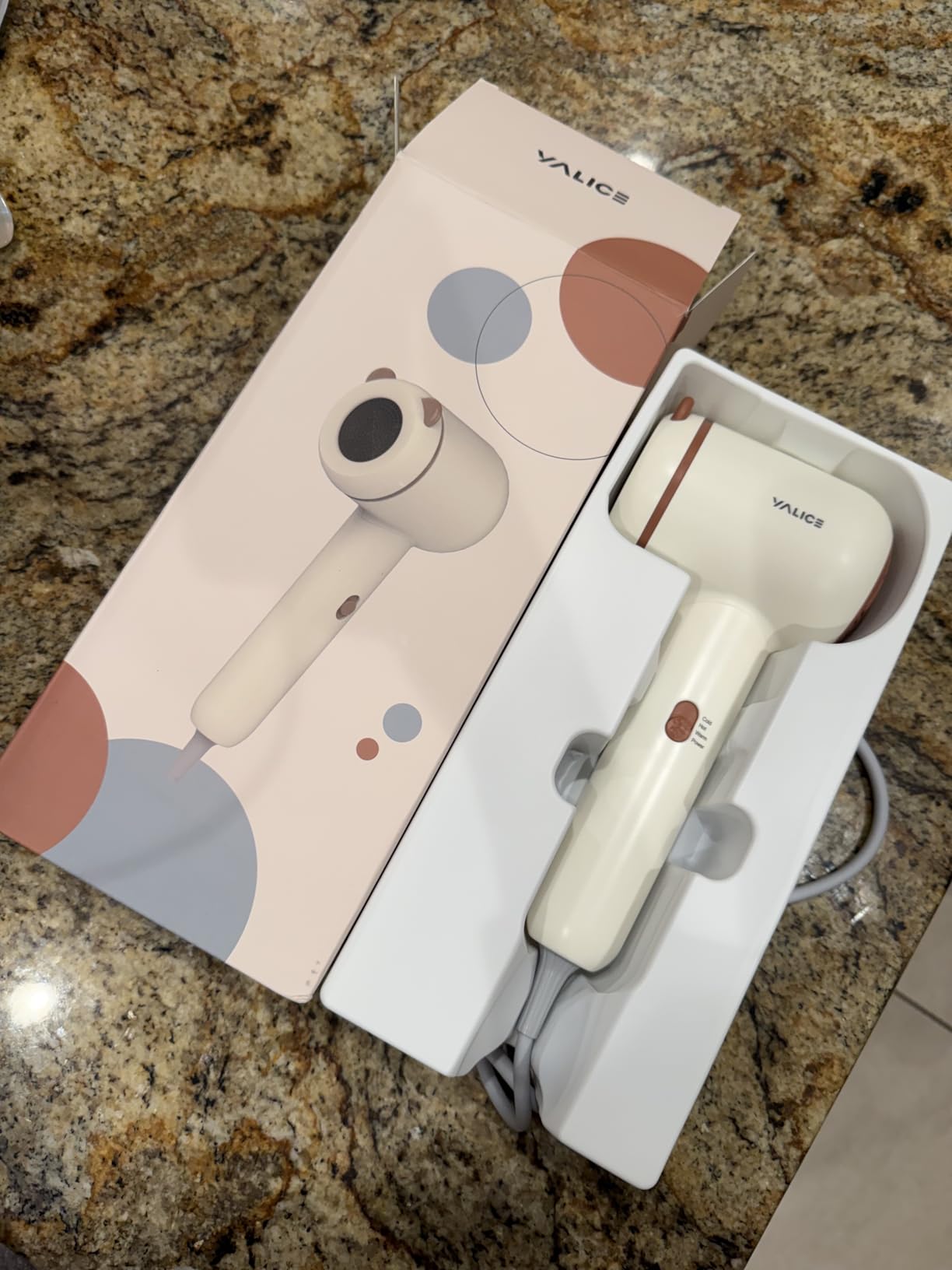 YALICE Kids Hair Dryer, Travel Small Hair Dryer for Children, Mini Ionic Quiet Kids Blow Dryer with ALCI Safety Plug, 3 Speed Settings, Anti-Scald, Kids Birthday Gift for Baby Hair Accessories, Khaki customer photo 2