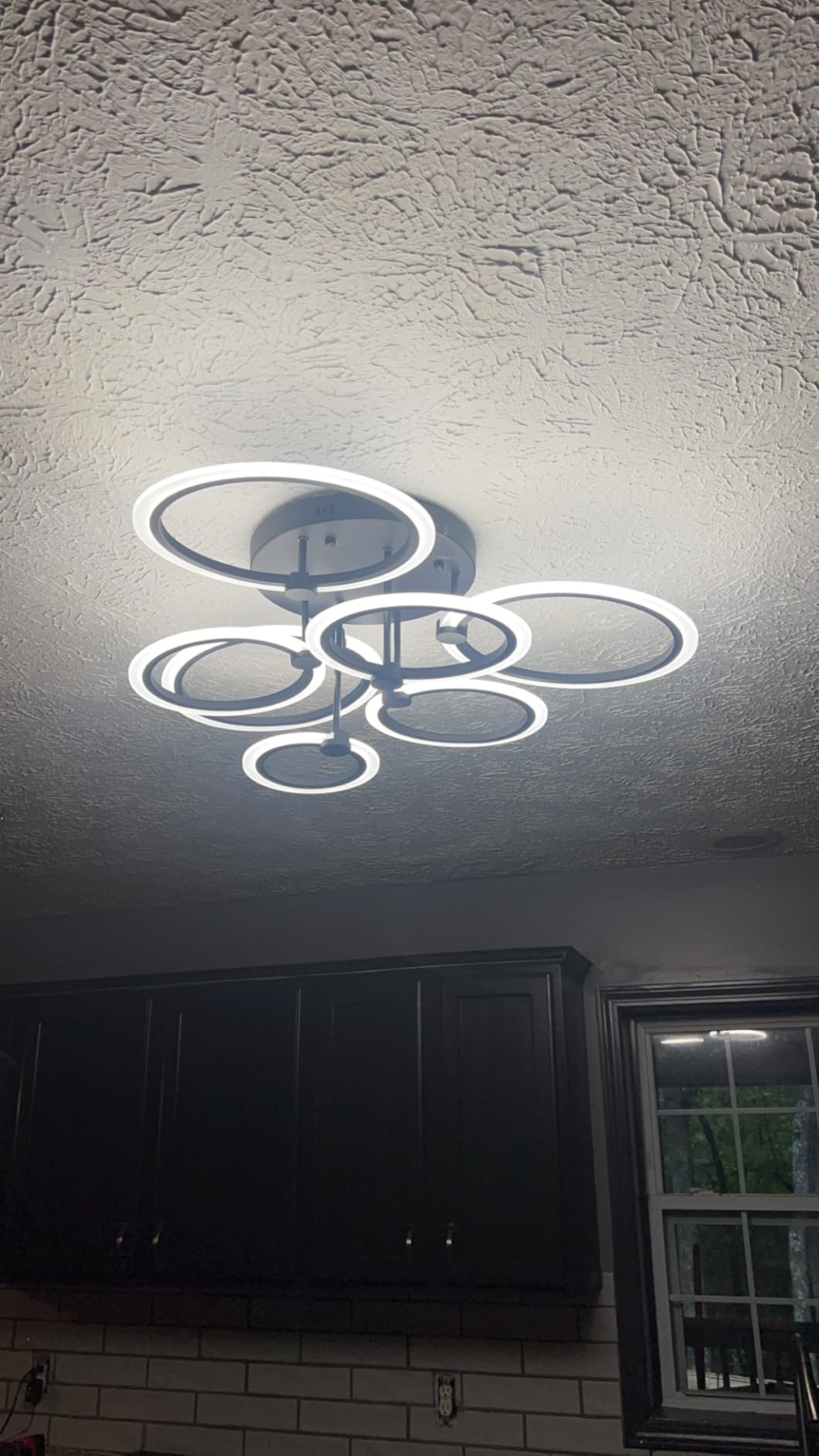 Smart LED Ceiling Light, 7-Ring Modern Flush Mount Fixture, 130W Dimmable 3000K–6500K, WiFi Alexa & App Control, Black Ceiling Light for Living Room Bedroom Kitchen (31.8