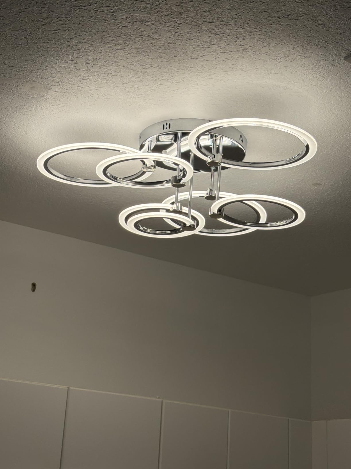 Smart LED Ceiling Light, 7-Ring Modern Flush Mount Fixture, 130W Dimmable 3000K–6500K, WiFi Alexa & App Control, Black Ceiling Light for Living Room Bedroom Kitchen (31.8