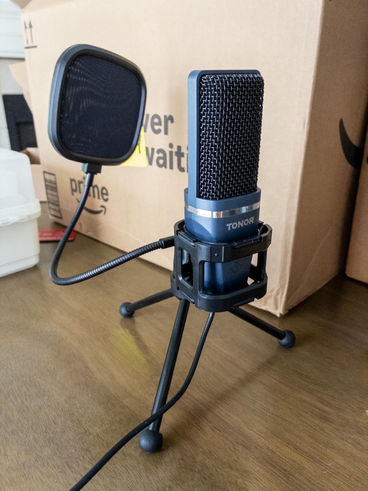 TONOR Studio Recording Microphone with Isolation Shield Set, Acoustic Foam Shield Bundle with Pop Filter & Tripod Stand & Earphone for PC, Laptop, Smartphone, Condenser PC Mic for Podcast, Home Studio customer photo 1
