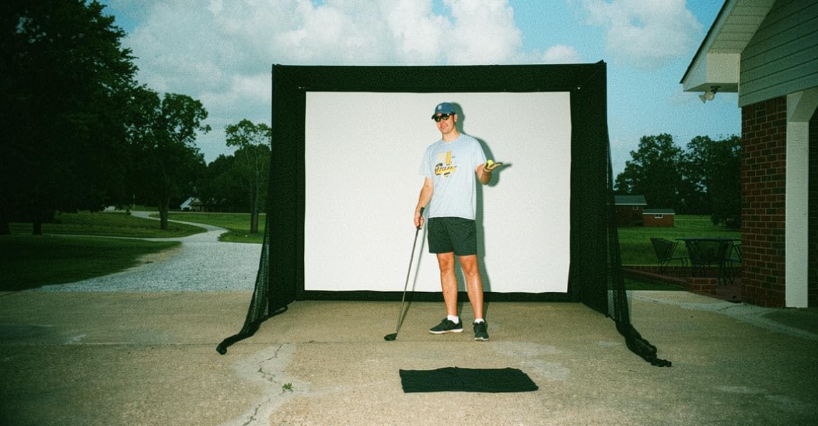 GoSports Golf Simulator Enclosure with Impact Screen and Shank Nets - 10 x 8 ft Golf Sim with HD Impact Screen Kit for at Home Practice customer photo 1