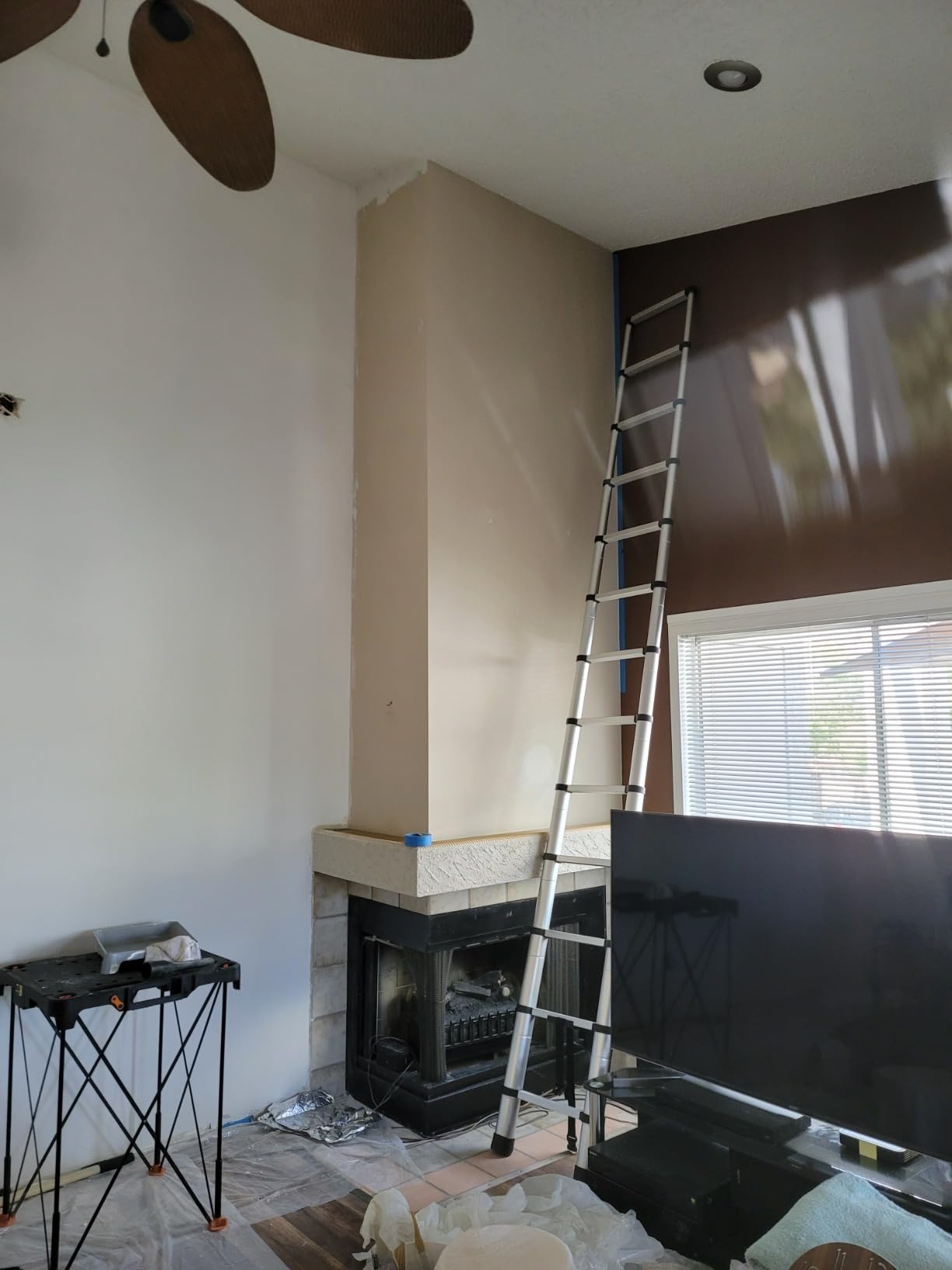 Telescoping Ladder 12.5 FT A Frame, 330 lbs Capacity with Balance Bar for Home Roof RV, Orange customer photo 2