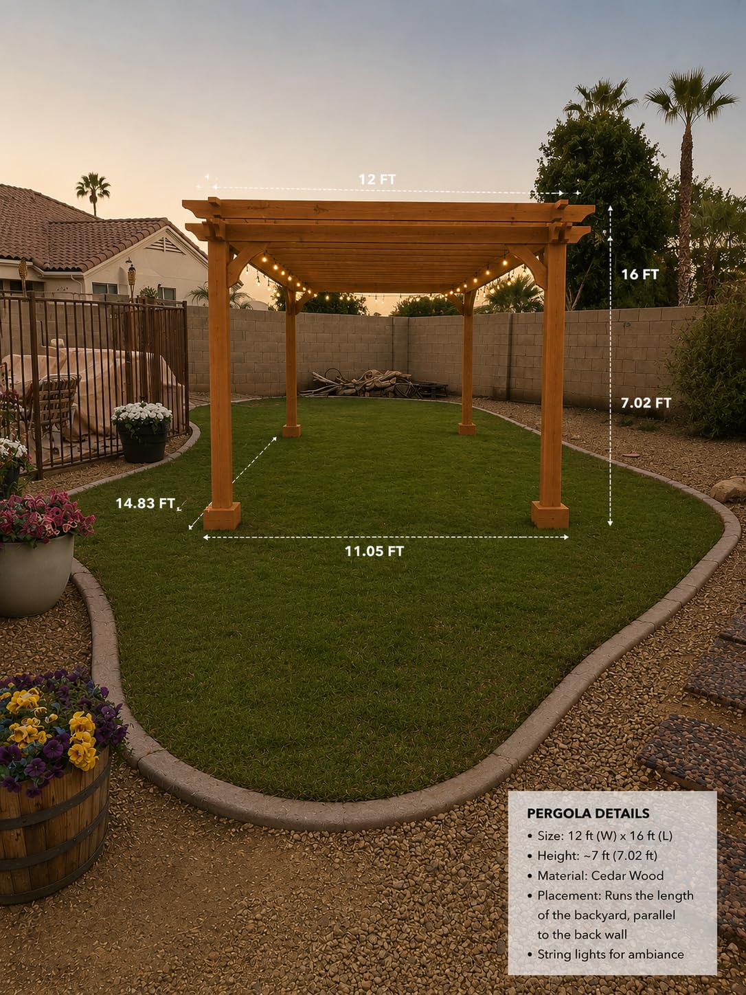 Jocisland 10x12 FT Premium Cedar Wood Pergola with Trellis Roof & Stakes customer photo 2